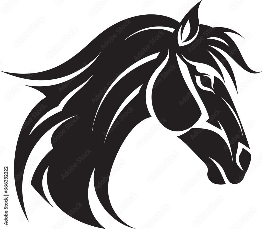 Equine Splendor Black Vector Portrait of Majestic Grace Riders Companion Monochrome Vector Tribute to the Horse