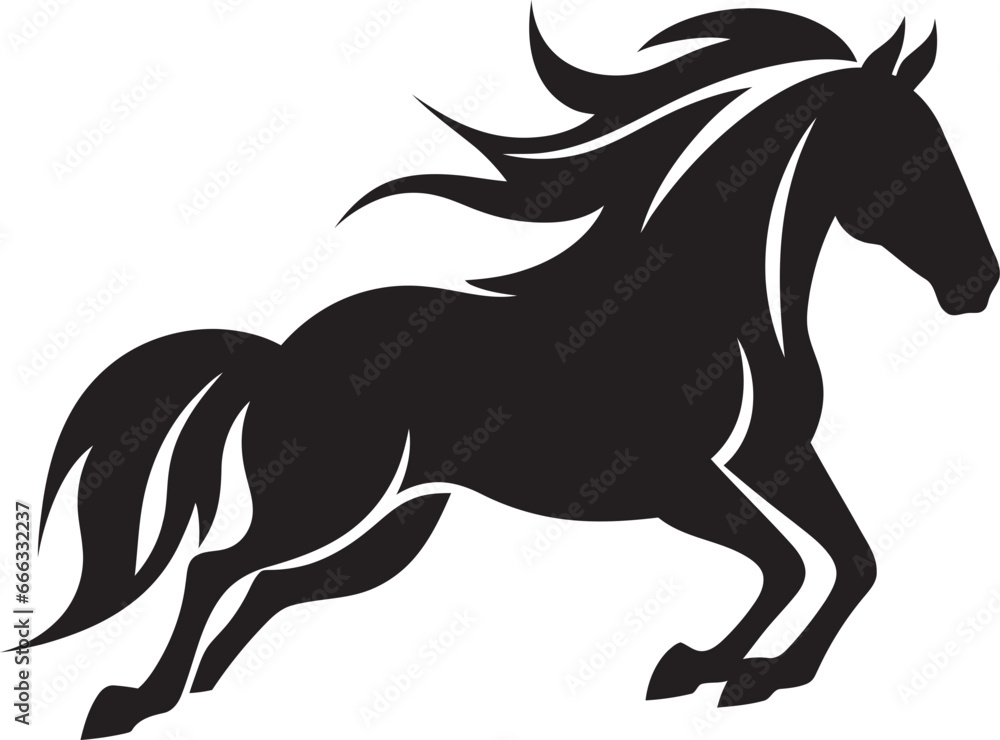 Running with the Wind Monochromatic Vector Depiction of Wild Stallions Equestrian Excellence Black Vector Art Celebrating the Horses Majesty