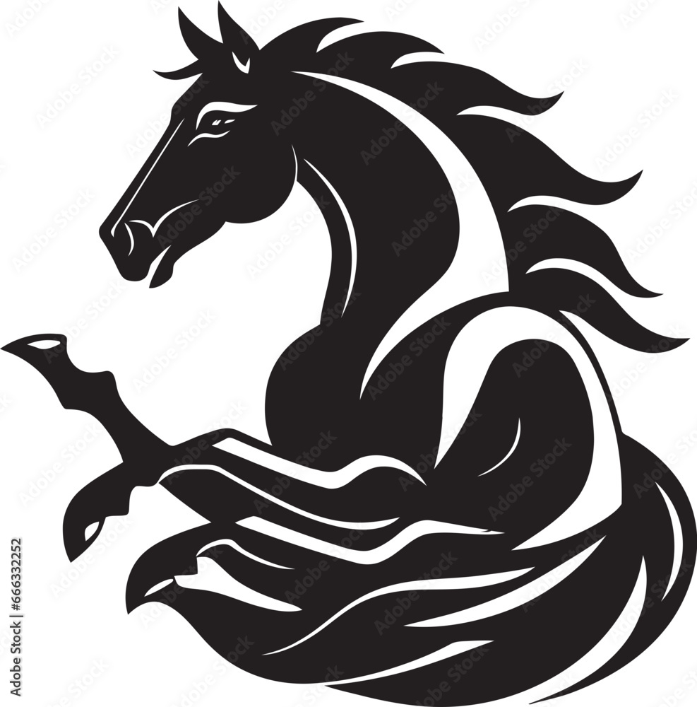 Stallions Grandeur Monochromatic Vector Portrait of Horses Majesty Running Wild Black Vector Tribute to Equestrian Elegance