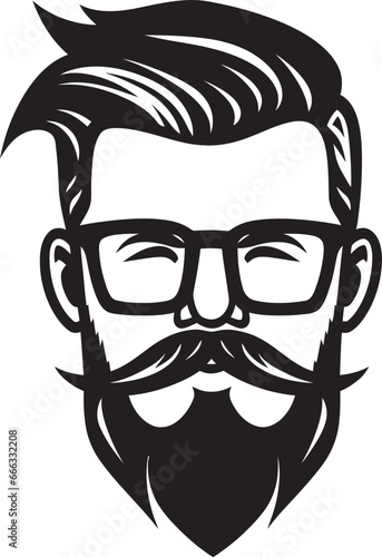 Coffee Shop Cool Black Vector Depiction of Urban Artistry Retro Realism Monochrome Vector Tribute to Whiskered Swagger