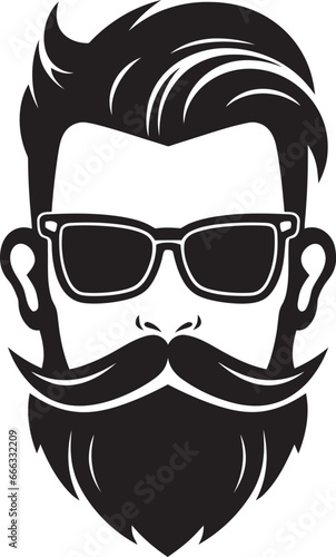 Retro Realism Monochrome Vector Tribute to Whiskered Swagger Whiskered Maven Black Vector Portrait of Artistic Chic