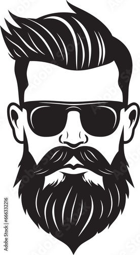 Hipster Haven Black Vector Depiction of Urban Elegance Lumbersexual Swagger Monochromatic Vector of Bearded Chic