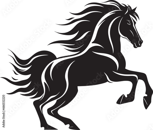 Fototapeta Naklejka Na Ścianę i Meble -  Galloping Beauty Monochromatic Vector Art Celebrating the Stallion Equine Splendor Black Vector Portrait of Majestic Grace