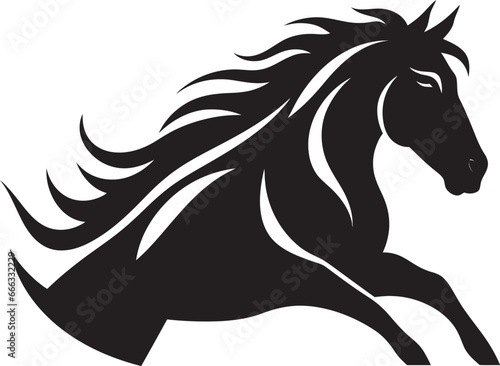 Majestic Mane Monochromatic Vector Art Celebrating Equine Elegance Race to the Finish Black Vector Portrait of Horses Speed