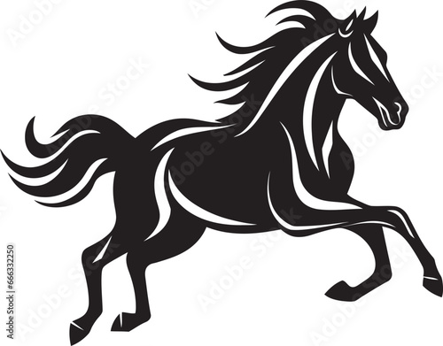 Graceful Mane Monochrome Vector Depiction of Equine Beauty Galloping Power Black Vector Art Celebrating Equine Triumph