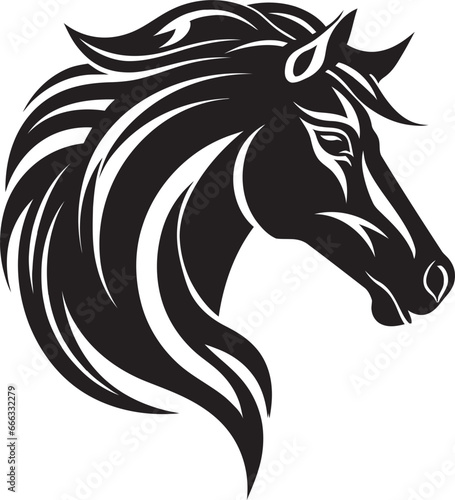 Powerful Strides Black Vector Portrait of the Galloping Horse Wild Stallions Monochrome Vector Tribute to Equine Freedom