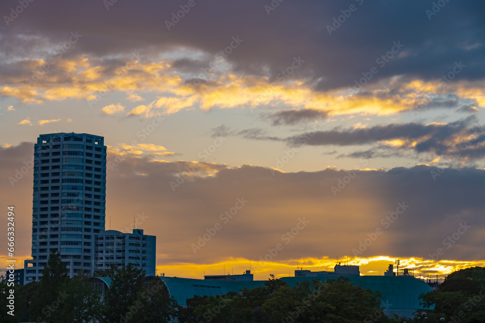 夕暮れ時の北九州小倉の空と景色 夕暮れ時の北九州小倉の空と景色