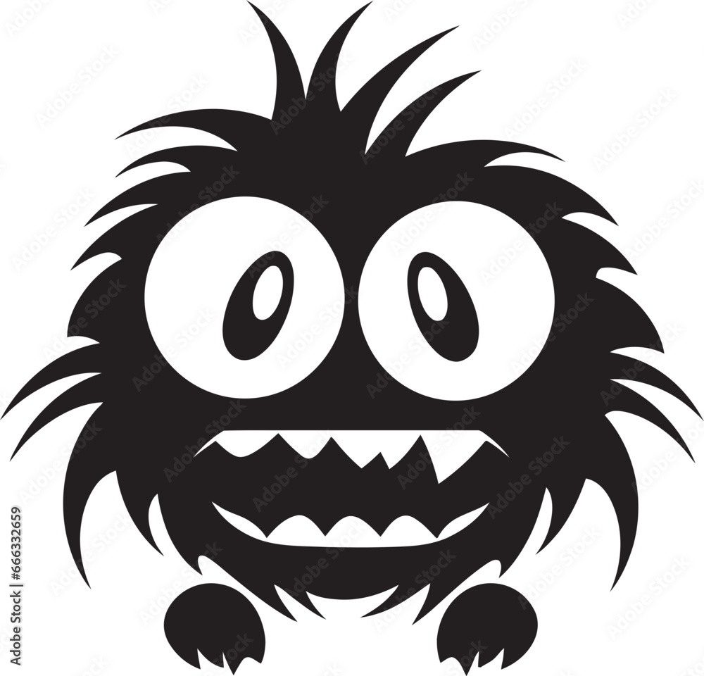 Darling Dread Black Vector Art Celebrating Monsters Embrace Adorable Nightriders Monochrome Vector Depiction of Friendly Monsters