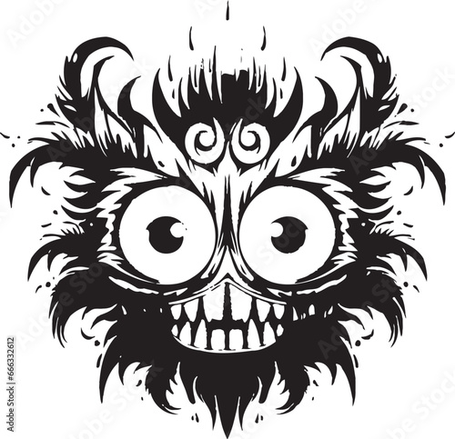 Malevolent Entity Monochrome Vector Showcasing Nightmares Clutches Aberrations Grasp Black Vector Portrait of Fearsome Dread