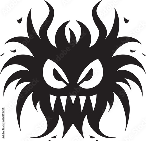 Nightmarish Realm Monochromatic Vector Art Celebrating Monstrous Horrors Frightening Encounter Black Vector Depiction of Sinister Nightmares