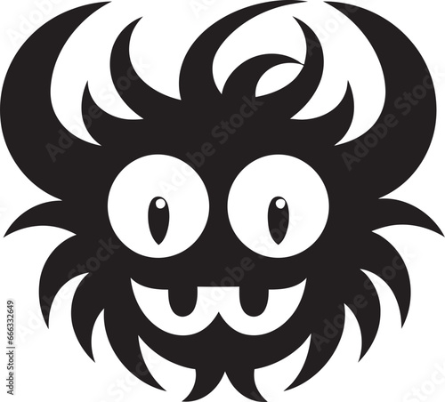 Kawaii Creations Monochromatic Vector Showcasing Friendly Monsters Ghoulish Giggles Black Vector Portrait of Lovable Little Terrors