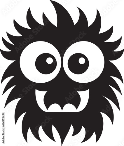 Ghoulish Giggles Black Vector Portrait of Lovable Little Terrors Creature Comfort Monochrome Vector Art Celebrating Cute Nightmares