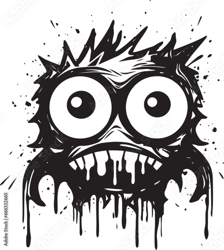 Miniature Menace Black Vector Showcasing Little Nightmares Cherubic Abominations Monochrome Vector Portrait of Playful Horrors