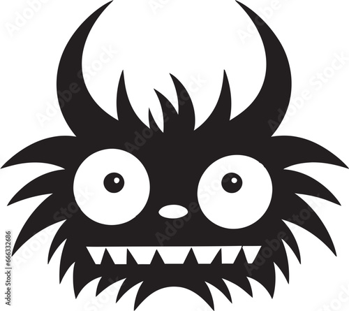 Spooktacular Snuggles Monochromatic Vector Showcasing Cute Nightmares Cuddly Abominations Black Vector Portrait of Adorable Terrors