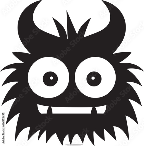 Charming Creatures Black Vector Tribute to Playful Imagination Spooktacular Snuggles Monochromatic Vector Showcasing Cute Nightmares