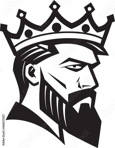 Regal Dignity Monochromatic Vector Portrait of Royal Magnificence Imposing Sovereign Black Vector Art Celebrating Monarchic Majesty
