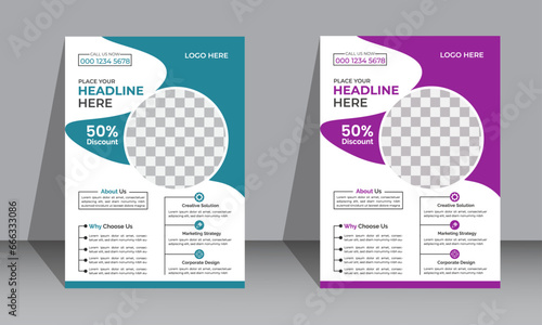 Corporate creative colorful business flyer template design set, abstract business flyer, vector template in A4 size . photo