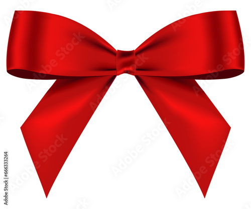 Realistic shiny red bow vector for decorate your greeting card, brochure or website isolated on white background.