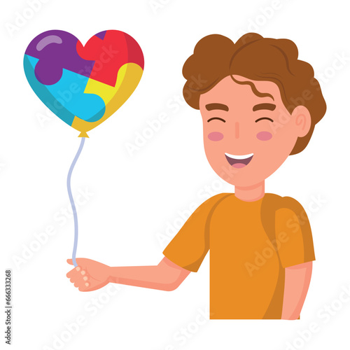 autism day awareness boy with balloon