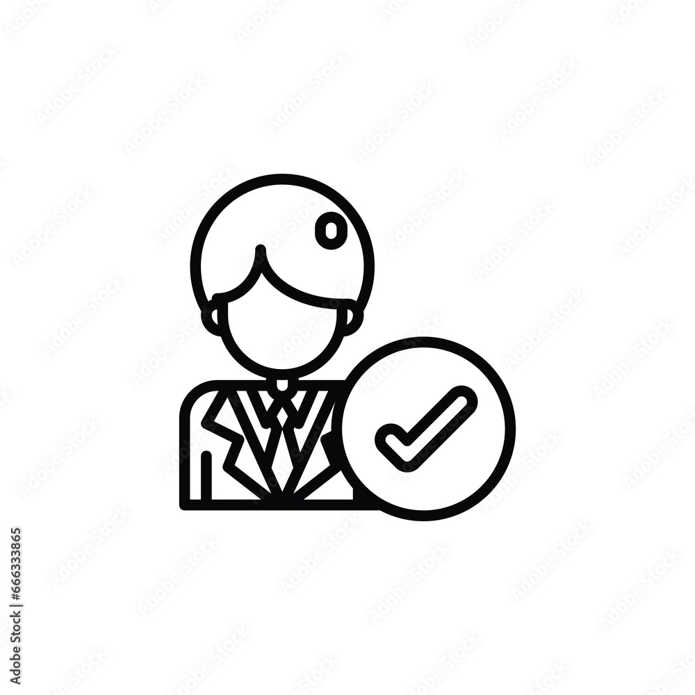 People with checkmark, user profile, membership outline icon. Vector illustration. The isolated icon suits the web, infographics, interfaces, and apps. People with checkmark, user profile, membership outline icon. Vector illustration. The isolated icon suits the web, infographics, interfaces, and apps.