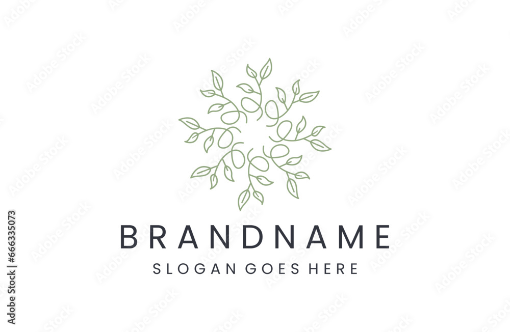Abstract elegant tree leaf flower logo icon vector design. Abstract elegant tree leaf flower logo icon vector design.