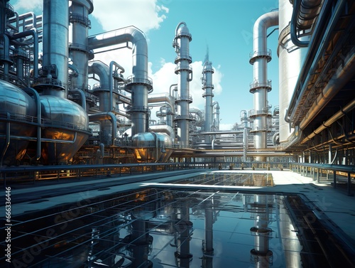 Wallpaper Mural Steel tanks and pipelines dominate the landscape of the modern hydrogen power plant Torontodigital.ca