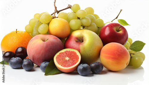 Ripe fruits isolated on white background