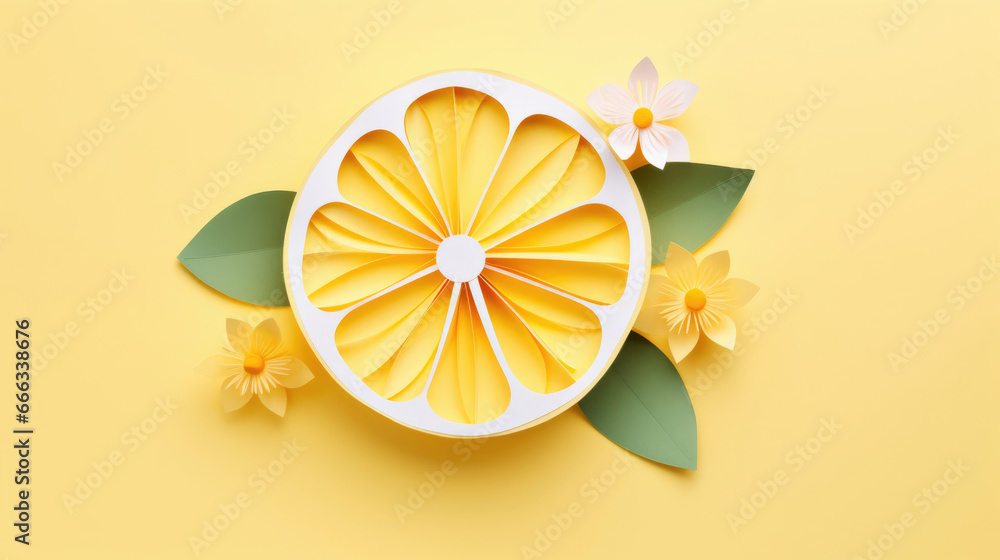 Lemon made in paper cut craft, Layered paper, Paper craft, Minimal design, Pastel color Lemon made in paper cut craft, Layered paper, Paper craft, Minimal design, Pastel color