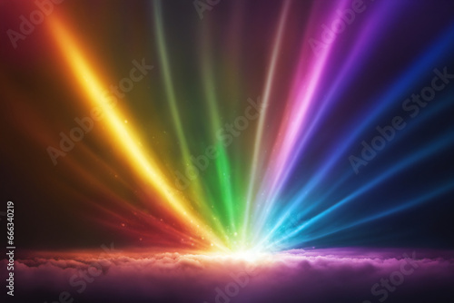 Mesmerizing rainbow lights shine on a black background