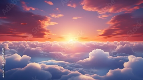 amazing sunset sky and clouds from above ai generated art