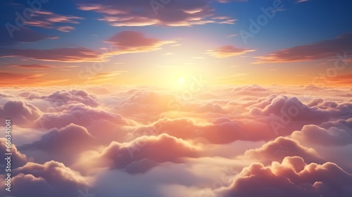 amazing sunset sky and clouds from above ai generated art