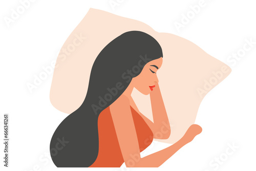 Happy woman sleeping well on bed