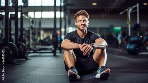 Happy smiling man at the gym