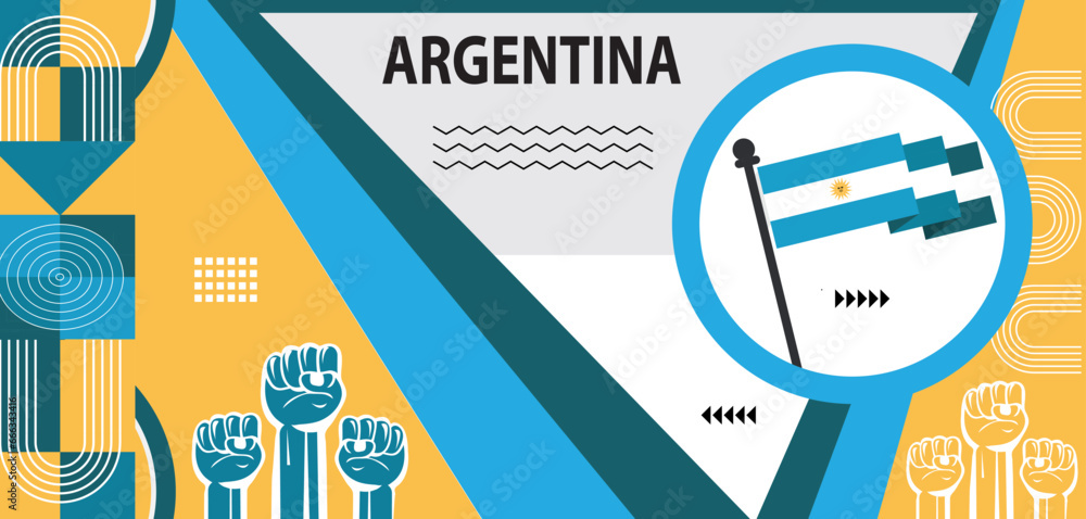 Argentina national day banner design,modern blue white yellow design. Argentinian people. Sports Games Supporters,national day celebrations banner design..eps - obrazy, fototapety, plakaty 