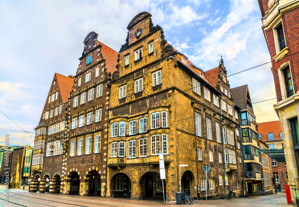 Traditional German houses on Market Square in Bremen, Germany