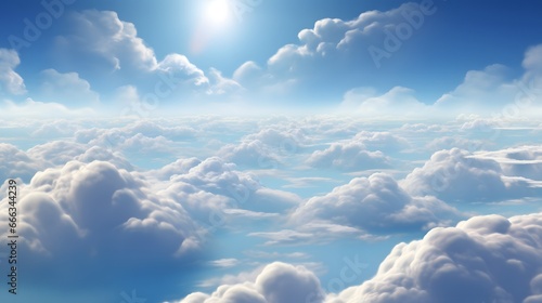 blue sky with clouds from above ai generated art