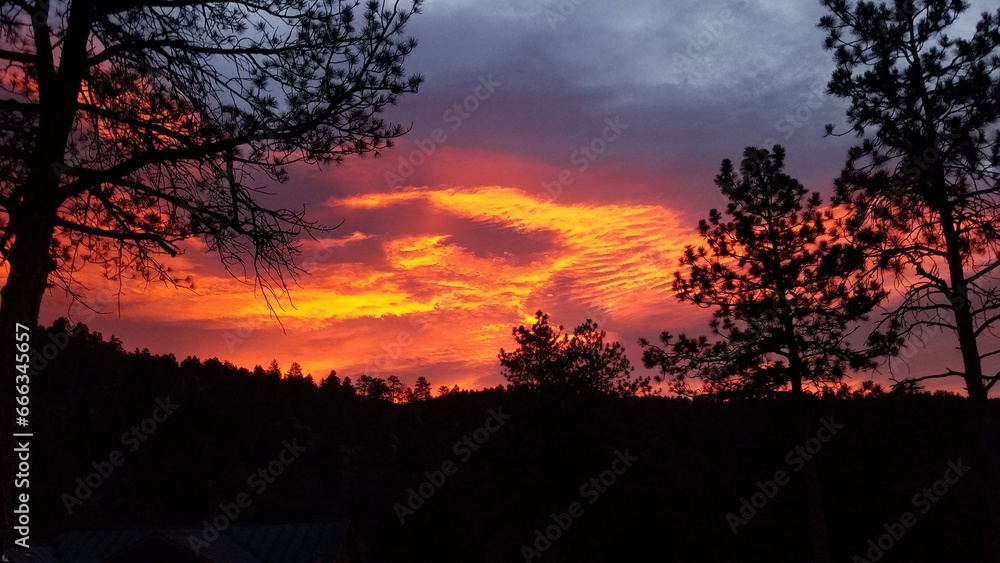 Fiery sunset in the mountains Fiery sunset in the mountains