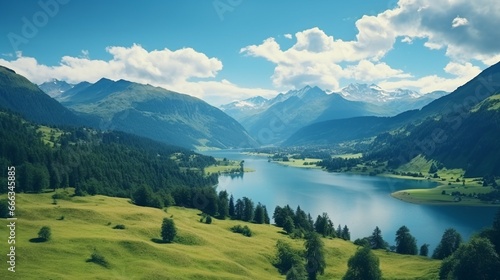 Impressively beautiful Fairy-tale mountain lake in Austrian Alps. Breathtaking Scene. Panoramic view of beautiful mountain landscape in Alps with Zeller Lake in Zell am See