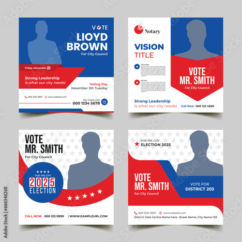 political election social media instagram post & web square banner template  