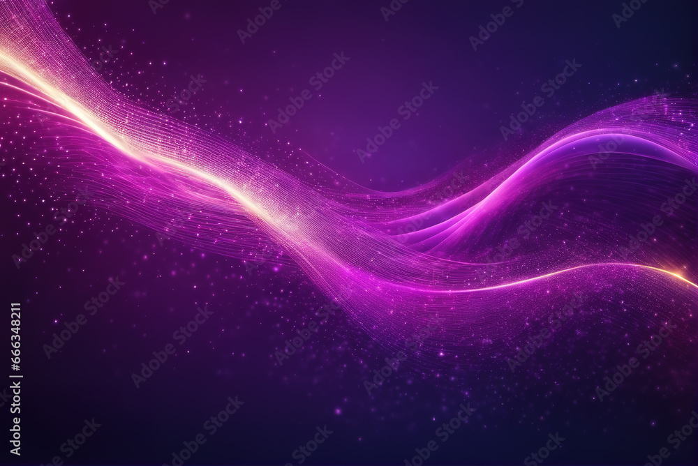 Purple wave light and particle starry sky effect wallpaper background