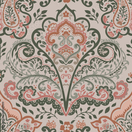 Floristic motif with blooming flowers and leafage