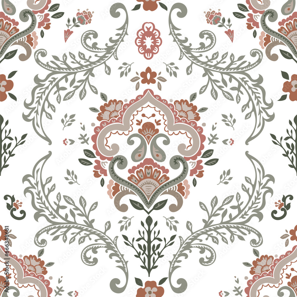 Abstract damask seamless pattern, floristic print