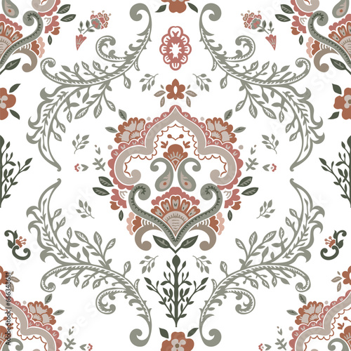 Abstract damask seamless pattern, floristic print