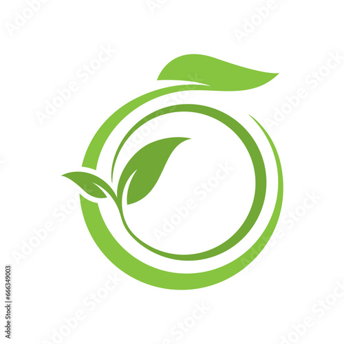 eco green leaf logo vector icon illustration