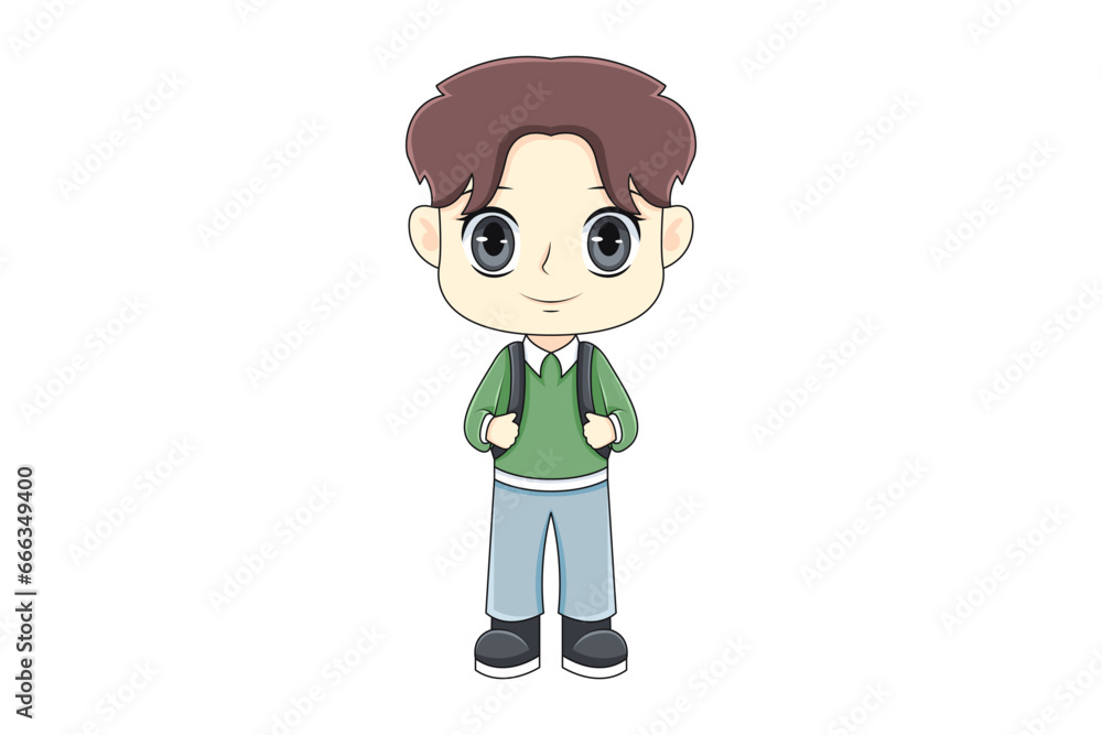 Cute Boy Character Design Illustration