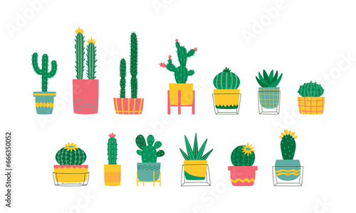 Cartoon Cactus Illustration Element Set