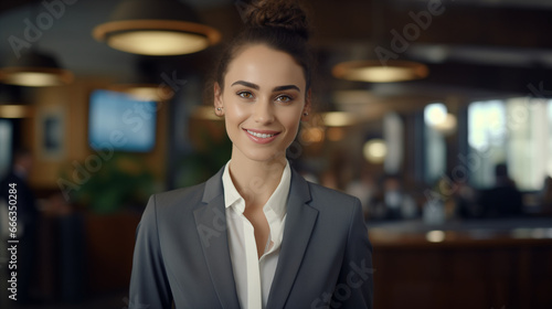 Professional Young Woman's Smile Lights Up the Office