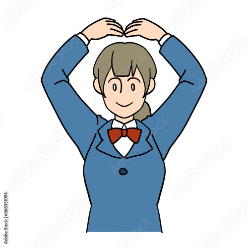 マルのジェスチャーをする女子学生