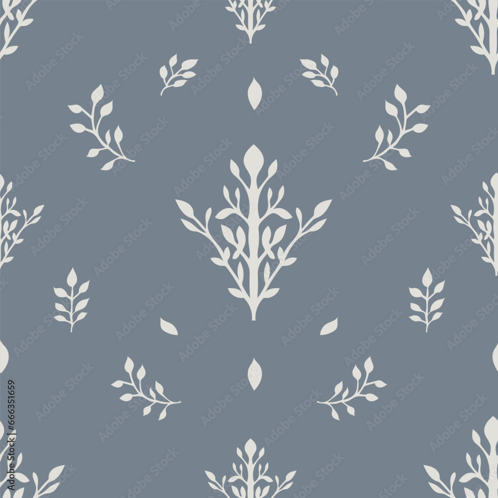 Fototapeta premium Floral ornamental motif with leaves and stems