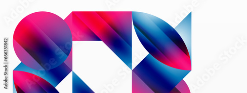 Serene gradient template. Circles and triangles mingle in minimalist perfection. Gentle fusion of forms and hues creates balanced yet captivating backdrop, embodying modern sophistication